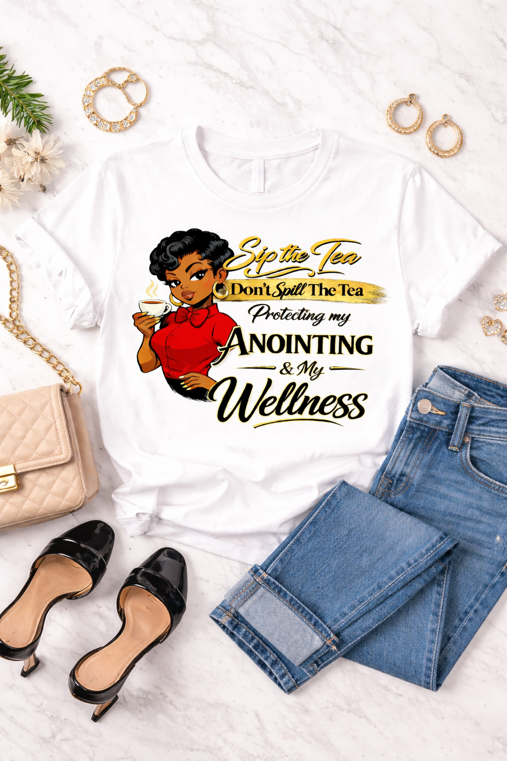 Wellness Statement Sip The Tea Don't Spill Tea Tshirt