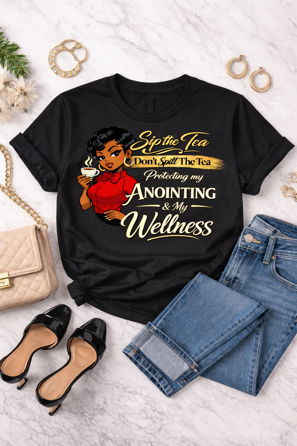 Wellness Statement Sip The Tea Don't Spill Tea Tshirt